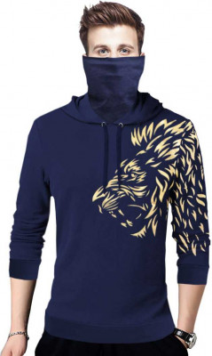 Full Sleeve Printed Men Sweatshirt (L,Navy Blue)