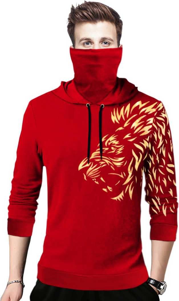Full Sleeve Printed Men Sweatshirt (L,Red)